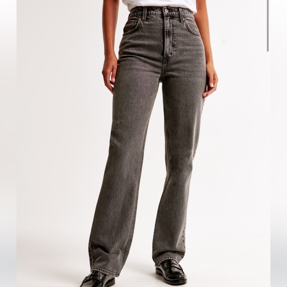 Abercrombie & Fitch high rise straight black jeans